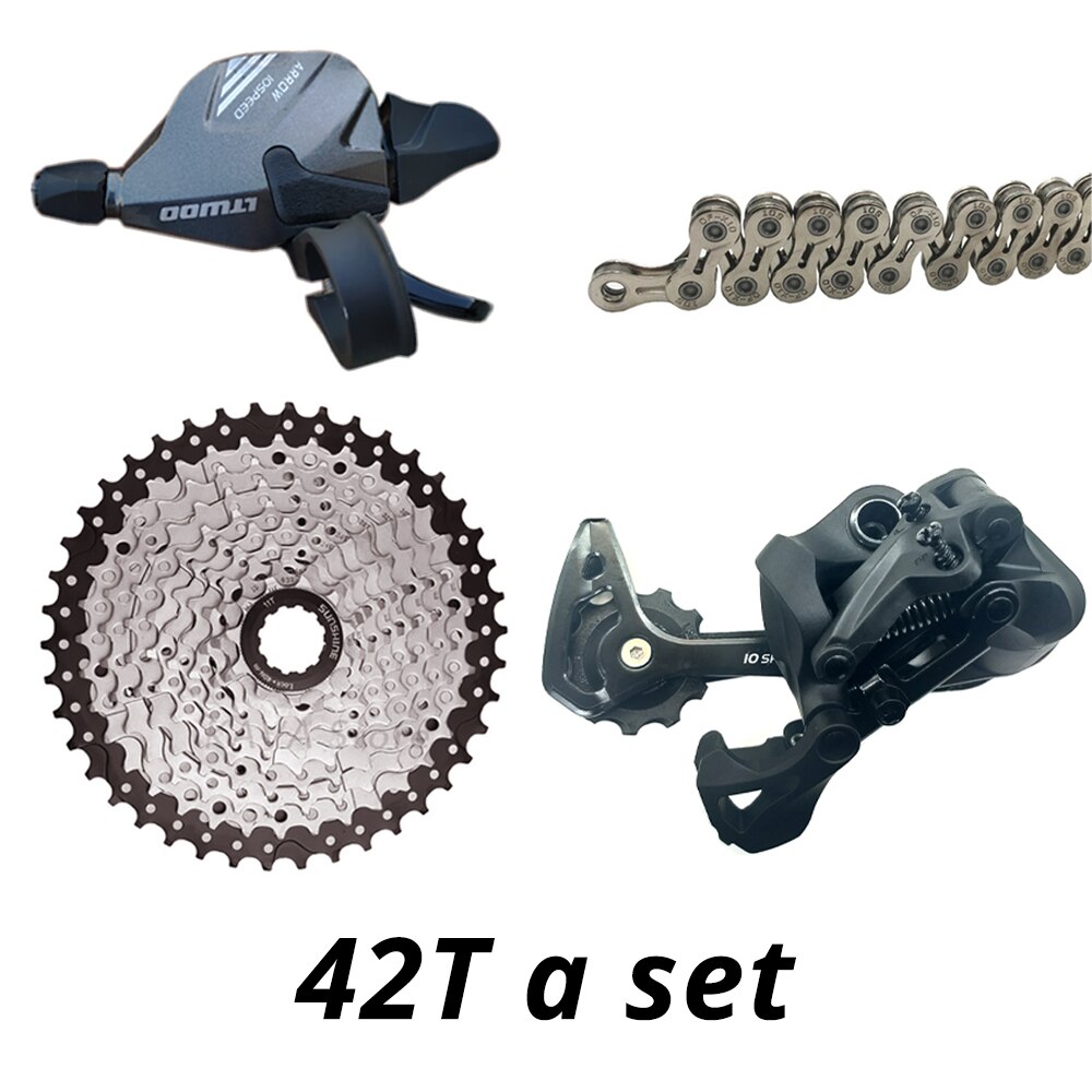 MTB 1x10 speed 10s Groupset Shift Lever + Rear Derailleur + Chain + cassette 42T 46T 50T: 42T groupset