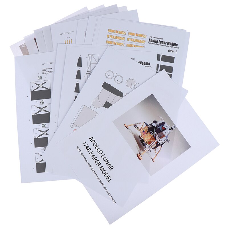 DIY Handcraft Paper Model Kit Art Decoration Personality 1:48 Scale Moon Spaceflight Apollo 11