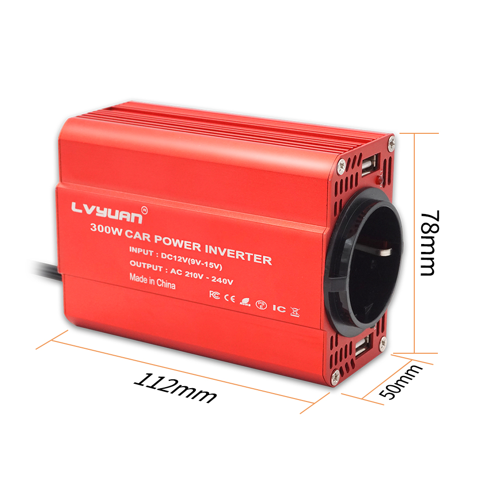 Dc 12v to 220v/110v ac auto-omvormers, 300w stroomomvormers, automatische transformator, us/un/eu-aansluiting, dubbele usb-autoadapter, dropsh
