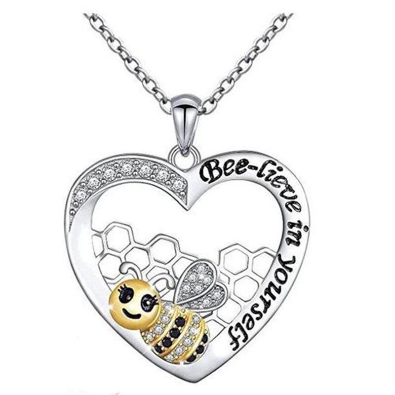 Ciondolo lettera a forma di cuore piccola ape accessori gioielli economici per donna collana all&#39;ingrosso per collana pendente gioielli donna: Default Title