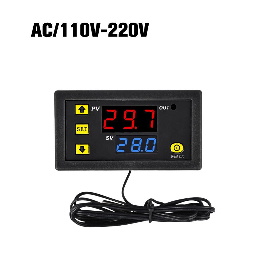 12V 24V 110-220V High-precision temperature controller Digital Temperature Control LED Display miniature thermostat Control: AC 110-220V