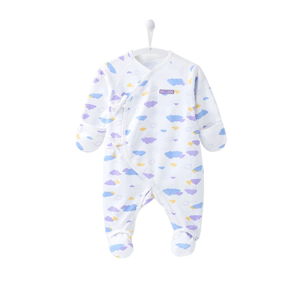 COBROO 100% Baumwolle Neugeborenen Footies mit Handschuh Manschetten Baby Fooed Gesamt unisex Baby Pyjama Baby Kleidung für Neugeborene