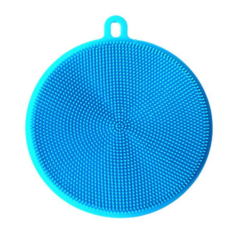 Silicone Wash Dish Brush Multipurpose Antibacterial Cleaning Kitchen Tool Scrubber UND: Blue