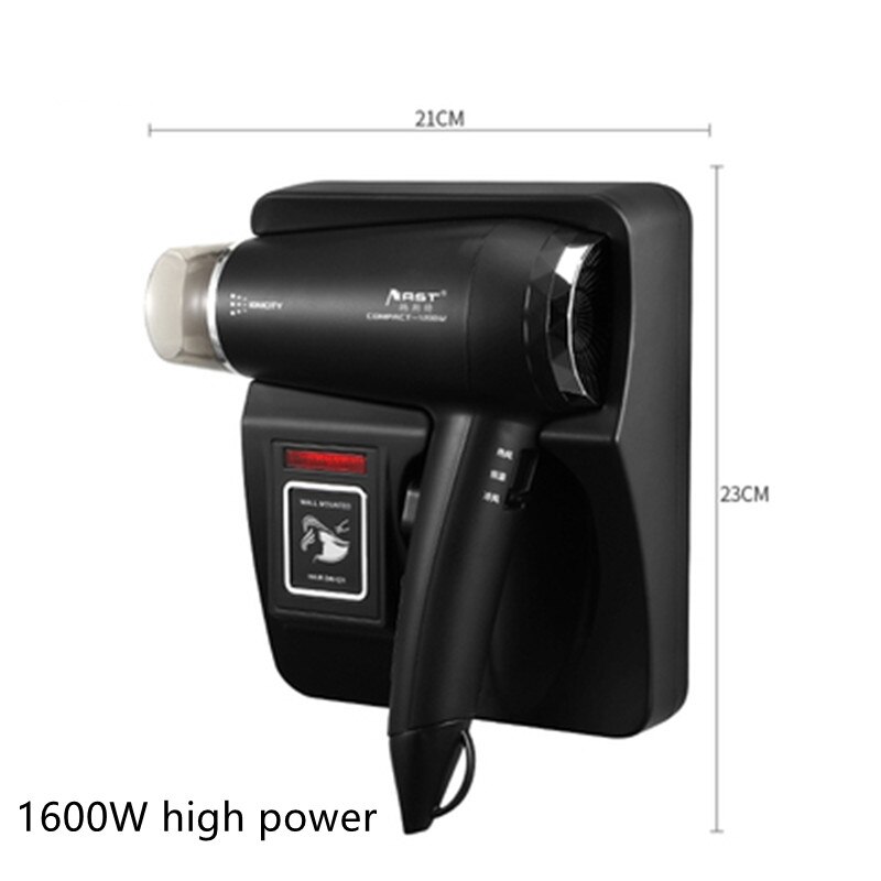 1600W Wall Mounted Hair Dryer Negative ion Electric Hairdryer with Holder Base Hair Care Quick Dry For Household Hotel Bathroom: Black / UK