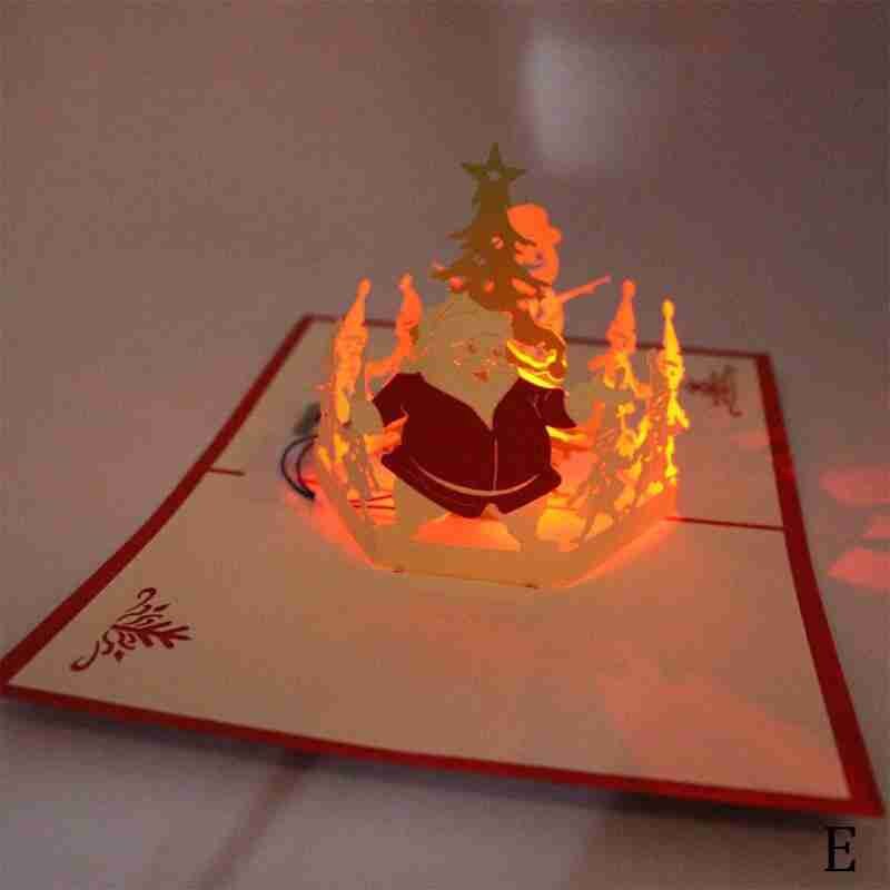 Anniversaire musique lumière carte de voeux noël et voeux 3D carte stéréo année F0W3: E