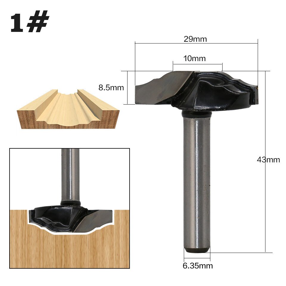 1 pc 1/4" Shank Woodworking Door Frame Router Bits for wood carbide lassical door cabinet bits Engraving Milling Cutter: NO1