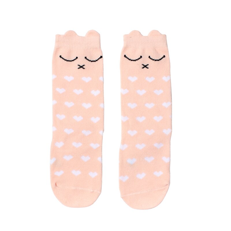 1 Paar unisex schön niedlich Karikatur Fuchs Kinder Baby Socken Knie Mädchen Junge Baby Kleinkind Socken Tier Kleinkind Sanft Baumwolle Socken Bein warm: Rosa Katze / 0-1T