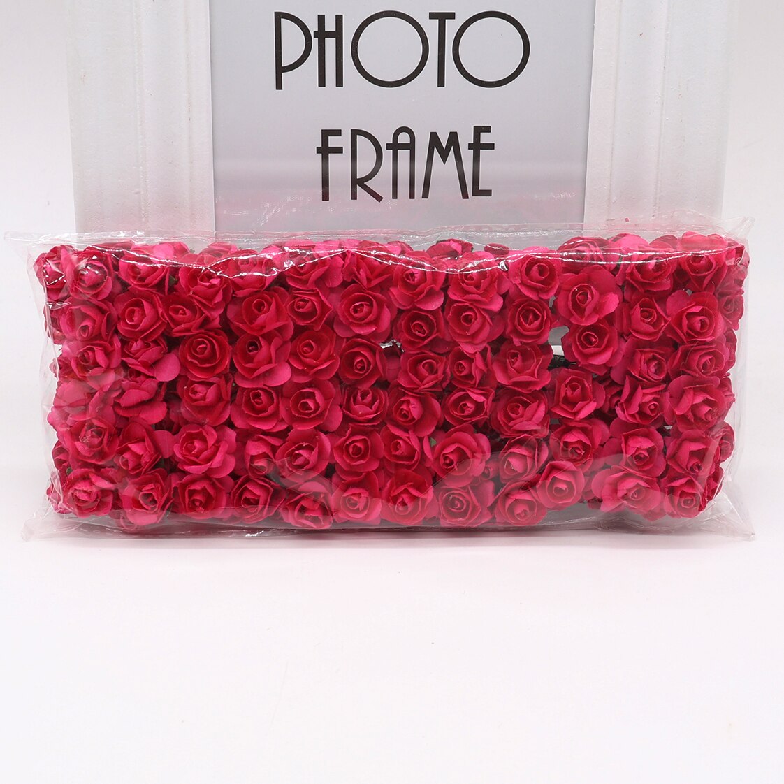144pcs 1.5cm Mini Artificial Mini Paper Rose Bouquet DIY Wreath Scrapbook Wedding Ornament Artificial Rose Artificial Flower: rose red
