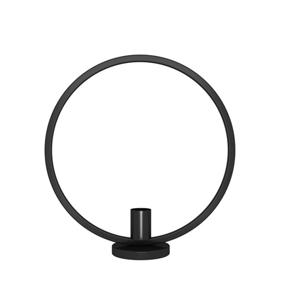 Fest bröllop hem matsal prydnad ljusstake ring form järn ljusstake: Svart / 23cm