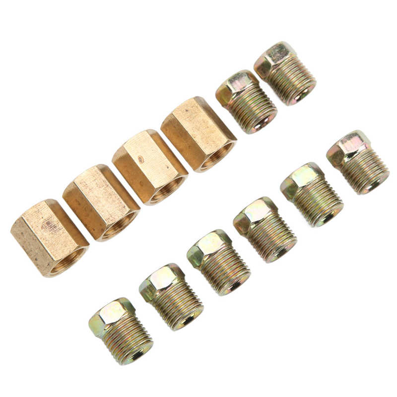 Brake Line Union Brass Universal Sturdy Lightweight Rustproof Brake Line Fittings for 1/4inch Brake Tube