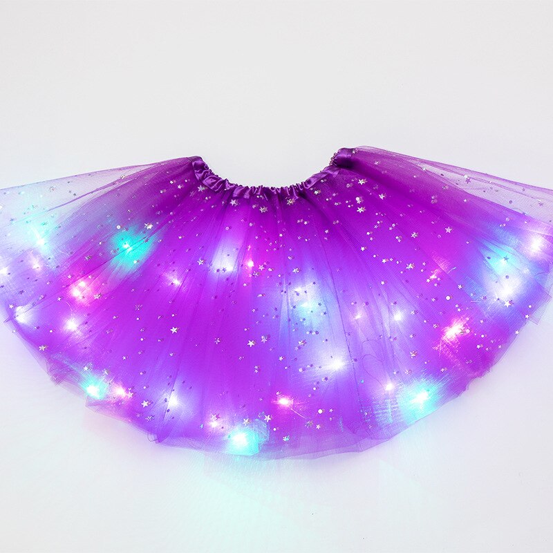 Ins Volwassen Pailletten Met Verlichting Led Tutu Rok Lichtgevende Halve Lengte Mesh Rok Led Licht Onverzorgd Rok: deep Purple