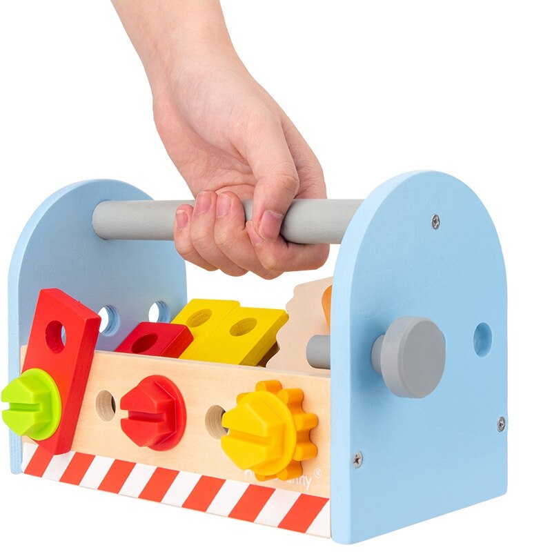 Take-Along Tool Kit Pretend Play Tool Set Voor Jongen Of Meisje Kids Educatief Diy Houten Moer Montage speelgoed