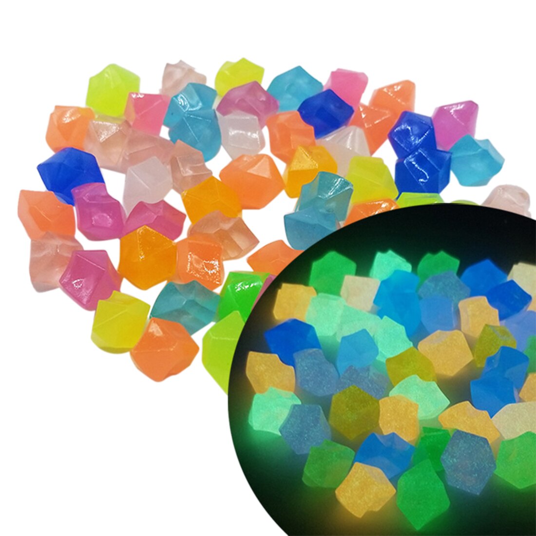 300Pcs 14mm Luminous Night Stones Glow in The Dark Pebbles Glow Gravels Garden Landscaping Decoration Artificial Cobblestone: Colorful