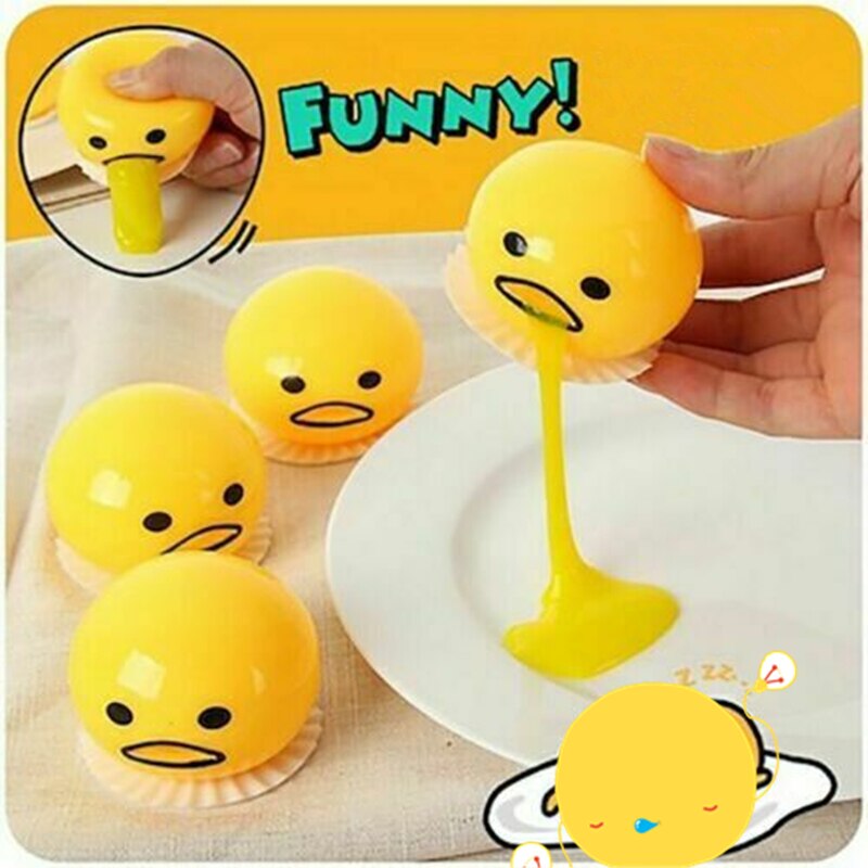 Squishy Puking Egg Yolk Stop Stress Festival Fun Yellow Lazy Egg Joke Toy Ball Egg Party Funny Toys