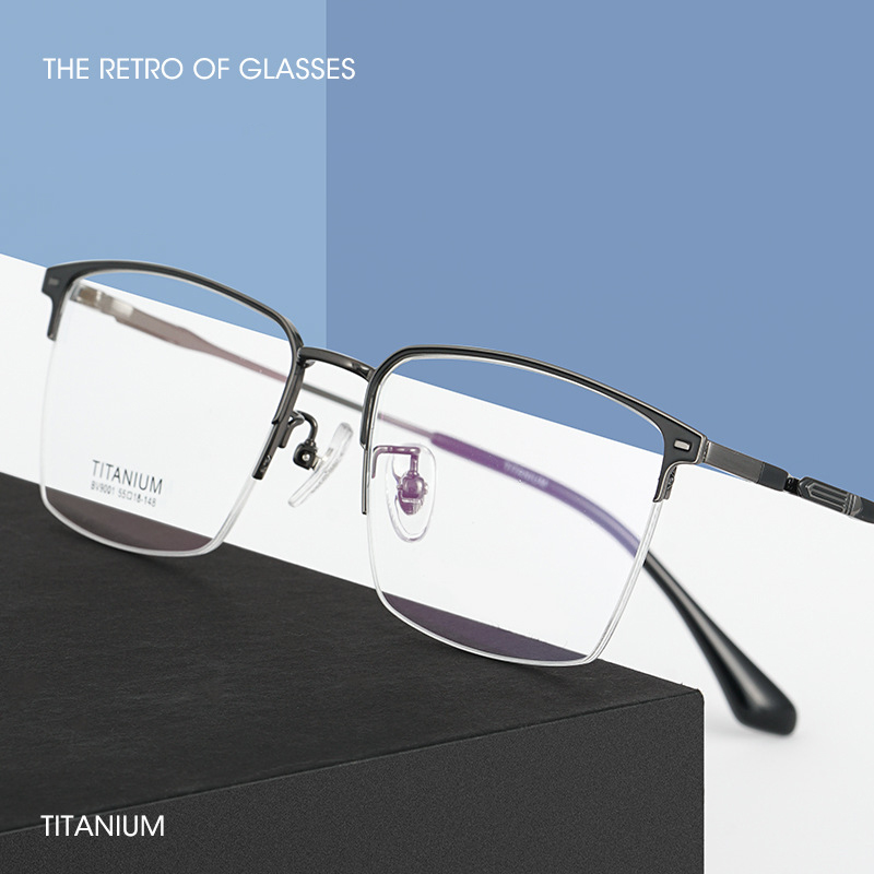Montura de gafas de titanio puro para hombre, gafas graduadas de , a la , estilo de negocios, BV9001