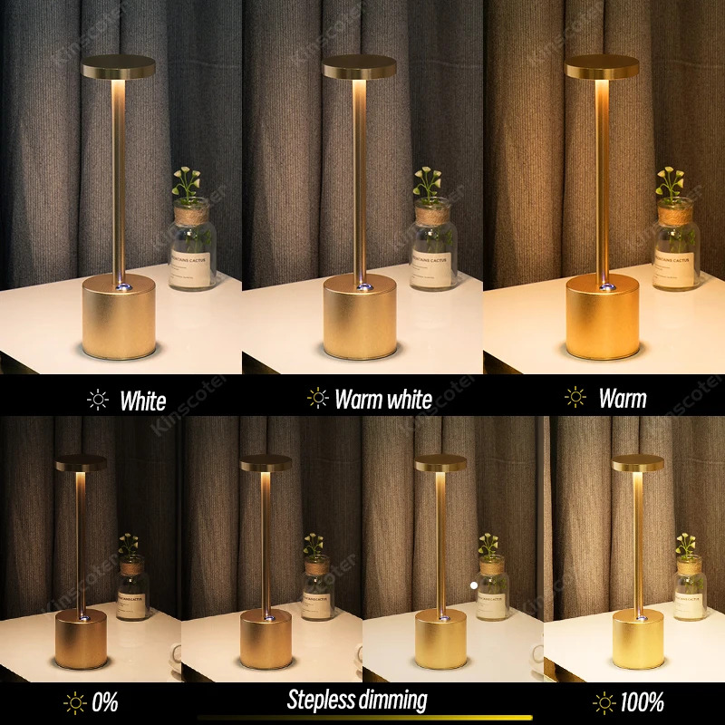 Tafellamp LED Touch Sensor Desktop Nachtlampje Oplaadbare Draadloze Leeslamp 3 Kleuren Verstelbaar Creatief Omgevingslicht
