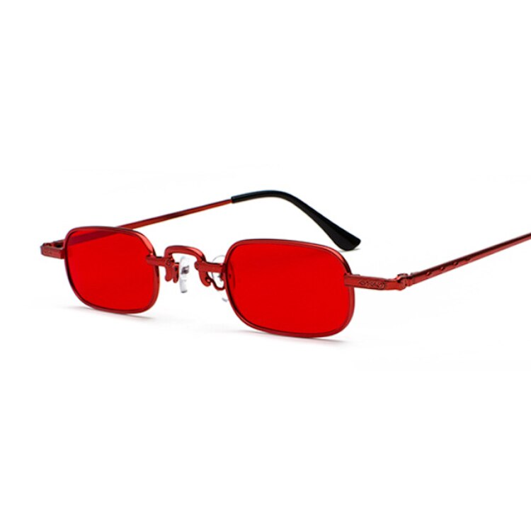 Retro Small Square Metal Steampunk Sunglasses Women Men Glasses Brand Vintage Sunglasses Female: RedRed