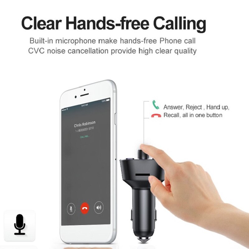 -Bluetooth Car Charger MP3 Player FM Transmitter - Wireless Radio Adapter for Vehicles