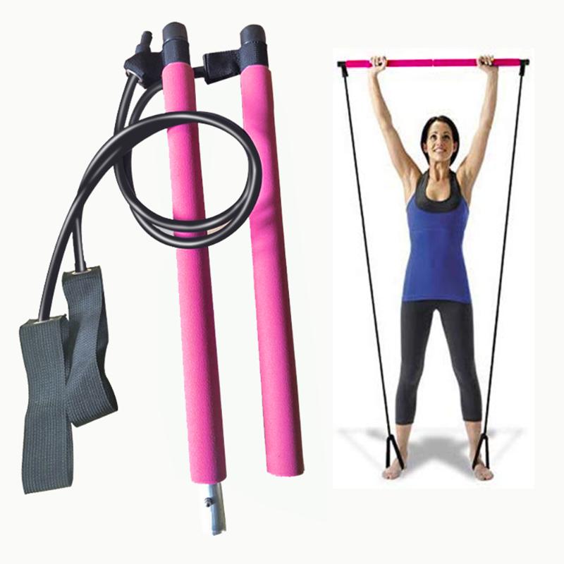 Tiranti per Yoga multifunzionali barra per Pilates da palestra portatile con fascia di resistenza per allenamento Fitness espandibile sul petto: Colore rosa