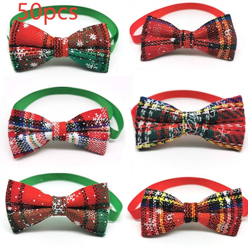 30/50 Stuks Kerst Hond Bows Kraag Hond Strikjes Hond Kerst Accessoires Dierbenodigdheden Kleine Hond strikjes: 50pcs