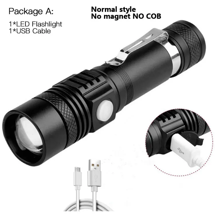 Linterna LED ultrabrillante recargable por USB, luz de bicicleta T6, batería 18650, para ciclismo al aire libre: Azul
