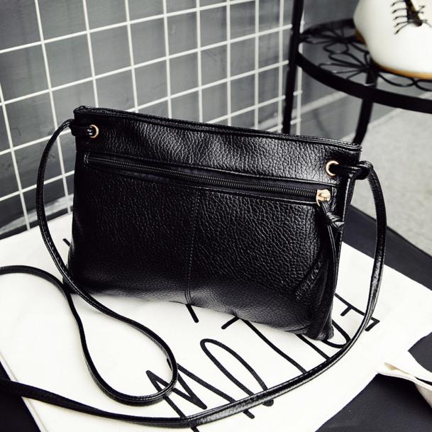 Women's Clutch Bag Simple Black Leather Crossbody Bags Enveloped Shaped Small Messenger Shoulder Bags Big Female Bag #YJ