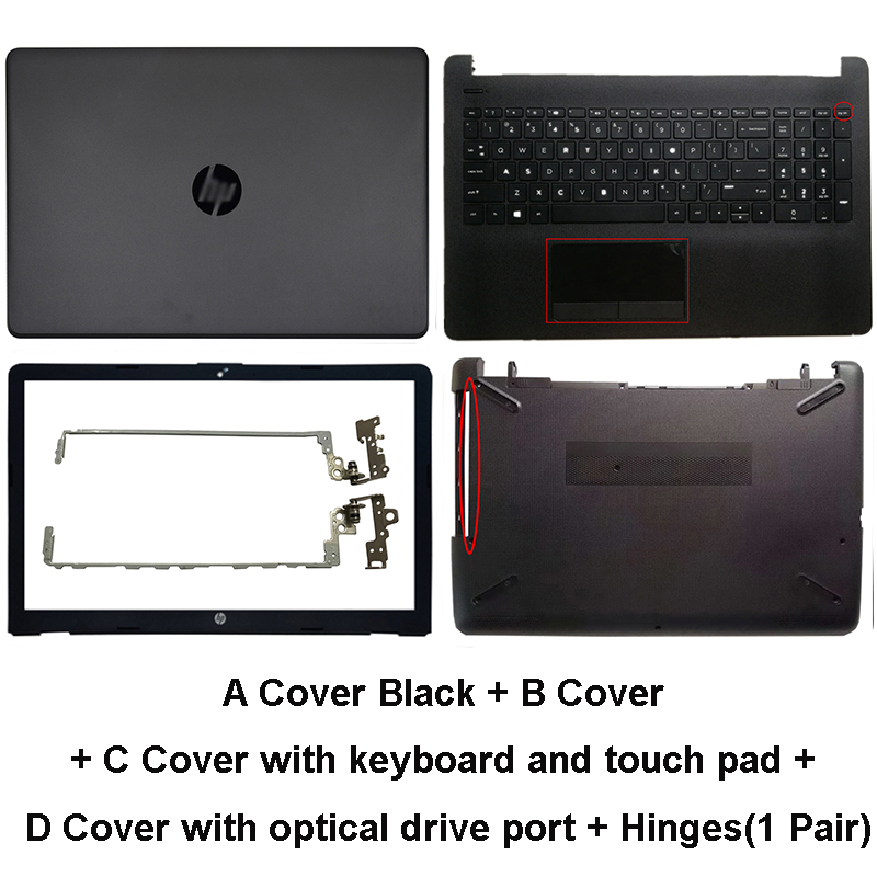 Nowy LCD do laptopa tylna pokrywa dla HP 15-BS 15T-BS 15-BW 15Z-BW 250 G6 255 G6 pokrywa przednia zawiasy wielkie litery podpórce pod nadgarstki dolna obudowa A B 924899-001