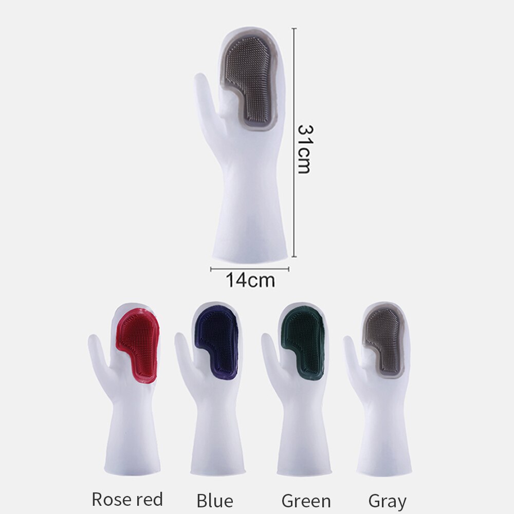 Magic Silicone Dishwashing Brush Gloves Dishwashing Gloves Kitchen Cleaning 1 Pair of Tools Heat Insulation and Wear Resistance