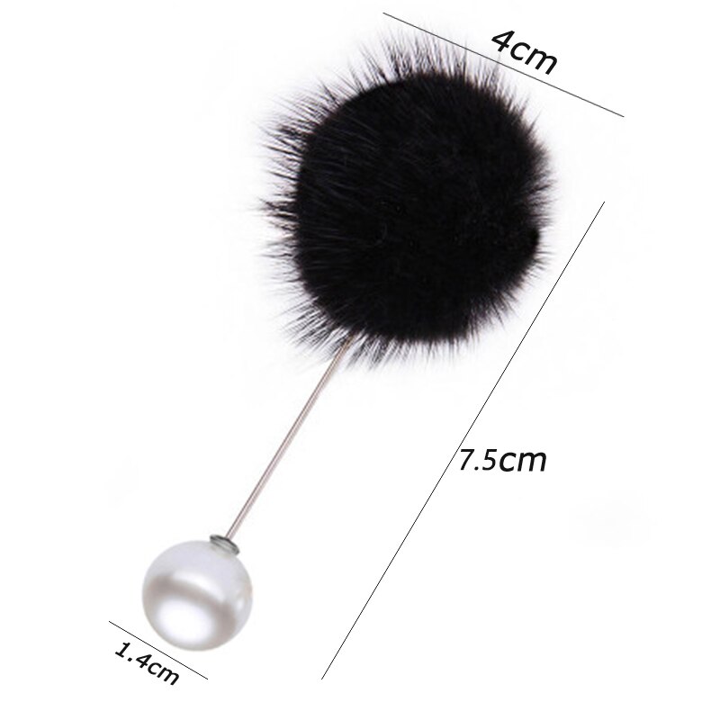 Neue Nette Charme Simulierte Perle Brosche Stifte Für Frauen Koreanischen ist hingefallen Bommel Ball durchbohren Revers Broschen Kragen Schmuck: B1-Schwarz