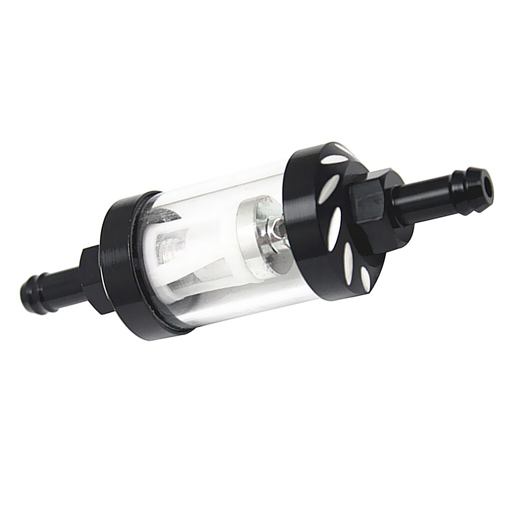 Filtro de combustible Universal para motocicleta en línea de gasolina vidrio negro 8mm 5/16 pulgadas lavable