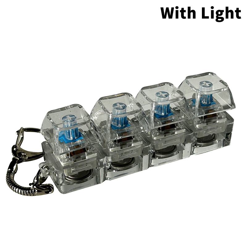 4/9 Toetsen Mechanische Toetsenbord As Tester LED Toetsenbord Sleutel Speelgoed Stress DIY Knop Keycap Fidget Sleutelhanger Speelgoed: WIT