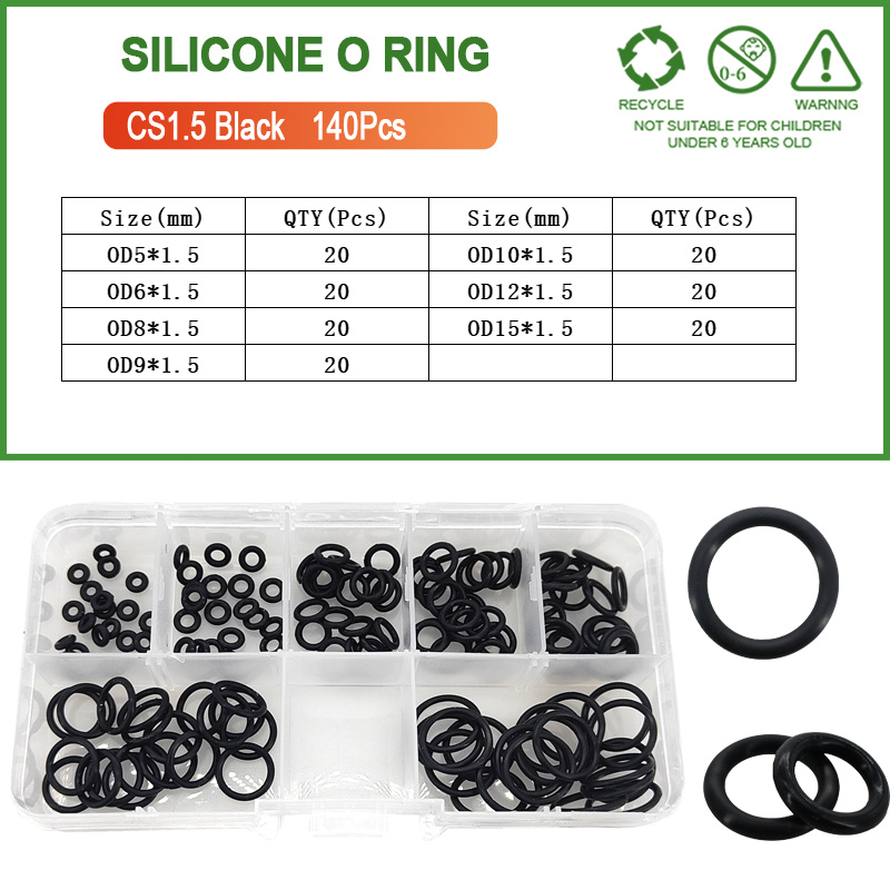 Dichtung O-Ring Silikon dichtung O-Ring Dichtung scheiben öl beständige Hochtemperatur-Kieselsäure-Ringe Silikon-Oring-Bausatz: Silber