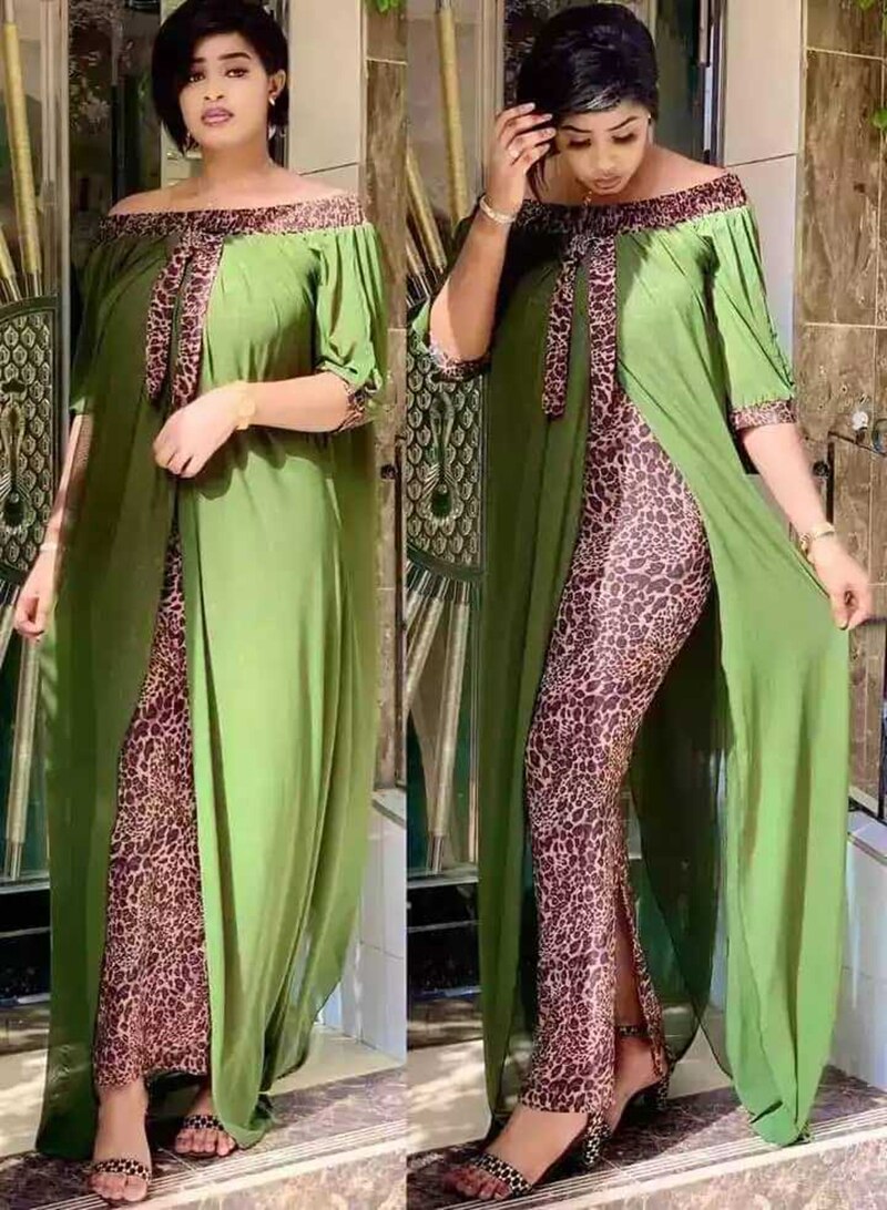 MD African Plus Size Dress For Women Leopard Print Dashiki Chiffon Long Dresses Turkish Caftan Muslim Abaya Islam Clothing Gowns