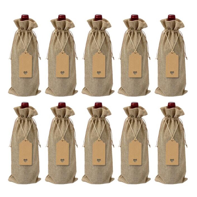 Linnedvinflaskedæksler med løbegang 15*35cm bærer til holder af jute til vinposer til gave og dekoration af jul: Stil 2