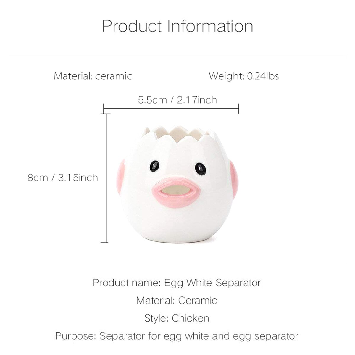 Eierscheiders thuis keuken cartoon kip eierdooier wit scheider handig keramiek eierscheider gereedschap