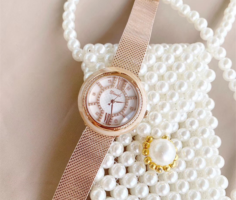 Noble Full Purple Bracelet Watches for Women Party Dress Crystals Watch Waterproof Quartz Milanese Full Steel Wrist watch Roman: Rose