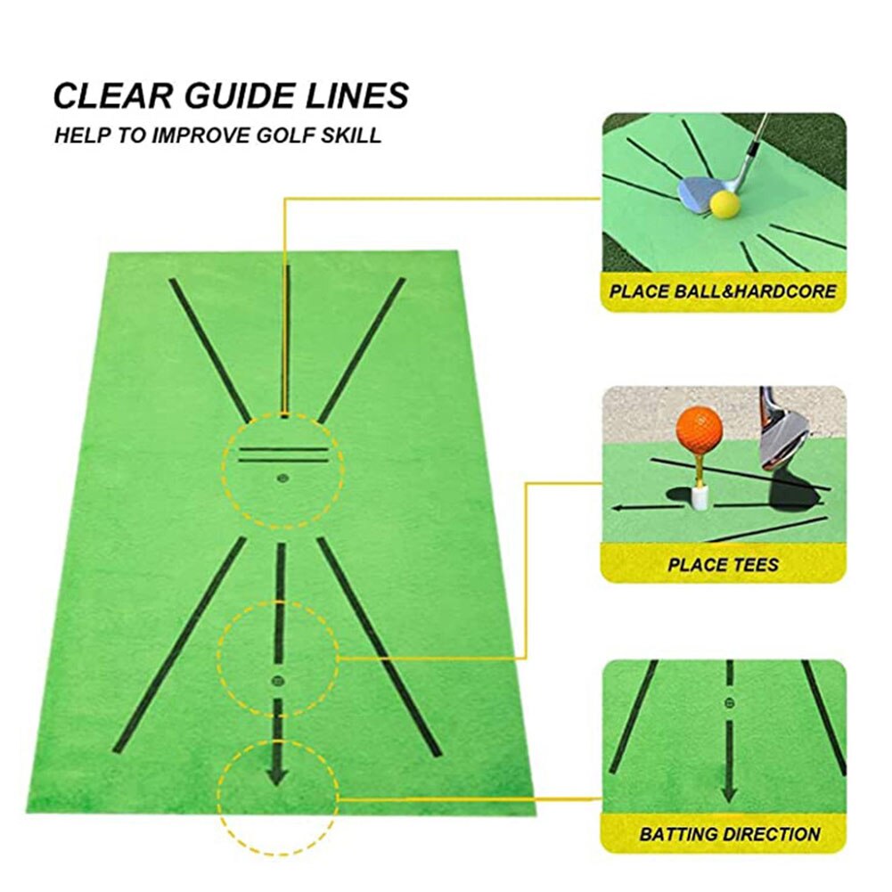 Golf Swing Pad Shot Direction Marker Tracking Indoor Home Golf Swing Training Pad with 3 Pieces of Practice Ball Track Pad Pract