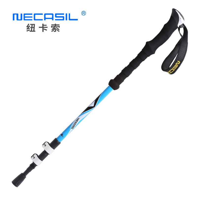 Nordic Walking Stick Camping Hiking Stick Aluminium Alloy Rod Ultralight Adjustable Telescopic Alpenstock Trekking Pole: black bule