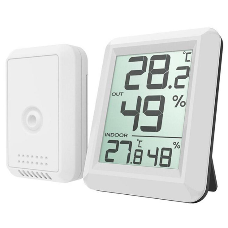 Digital Wireless Hygrometer Lcd Thermometer Indoor Outdoor Electronic Temperature Humidity Monitor Weather Station Alarm Clocks: Default Title