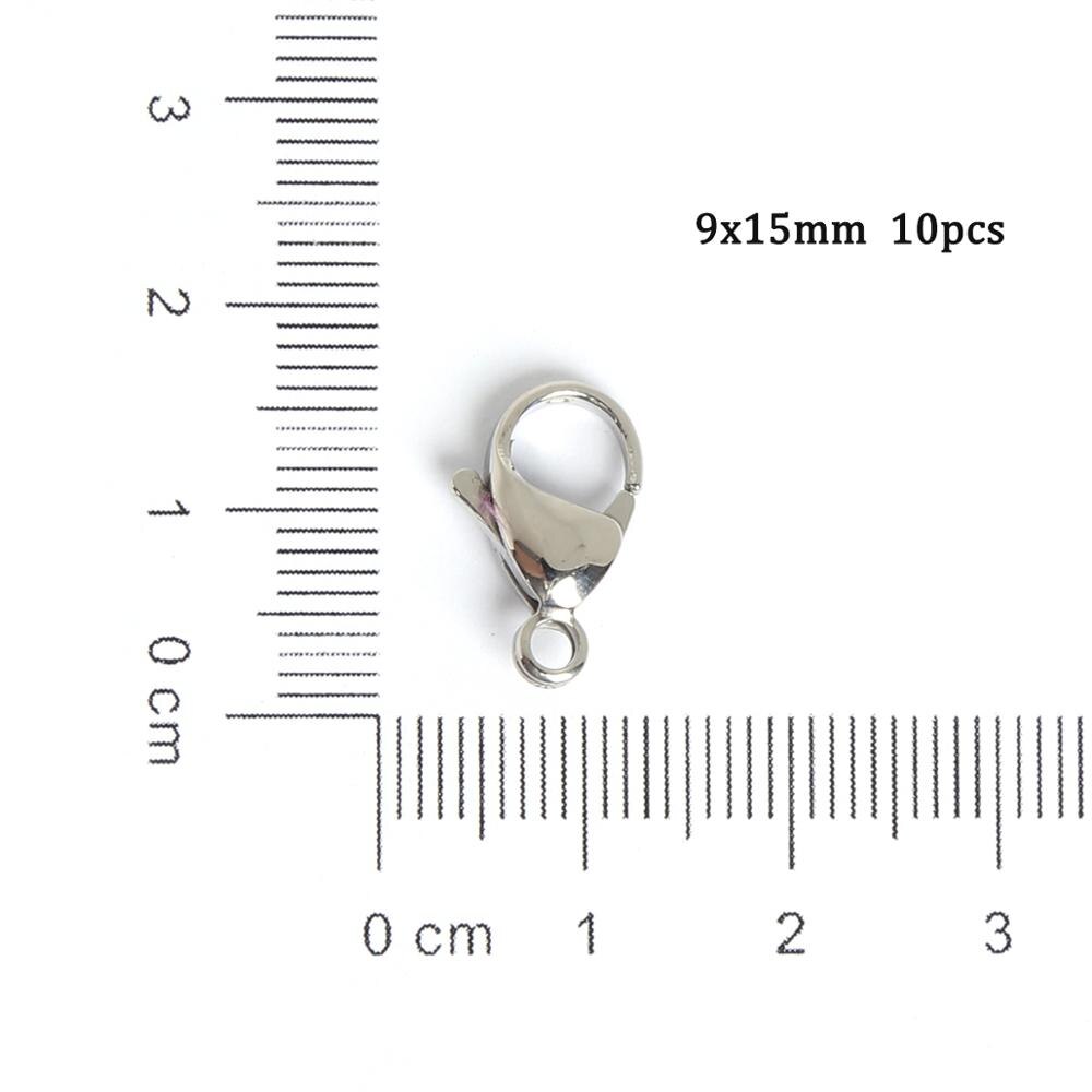 10pcs Stainless Steel Lobster Clasps For Bracelets Necklaces 9-15mm Hooks Chain Closure Findings Accessories For Jewelry Making: 9x15mm