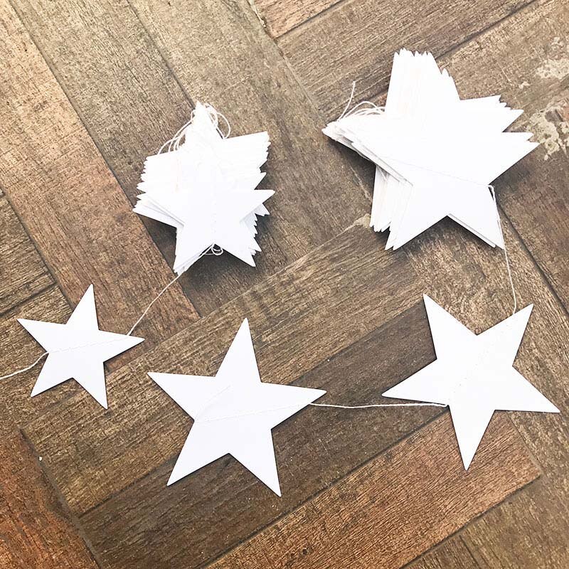 4m lyse guld sølv stjerne fest dekoration papir guirlander bryllup skærm indretning fødselsdagsfest forsyninger piger soveværelse indretning: Hvid / 10cm pr stjerne
