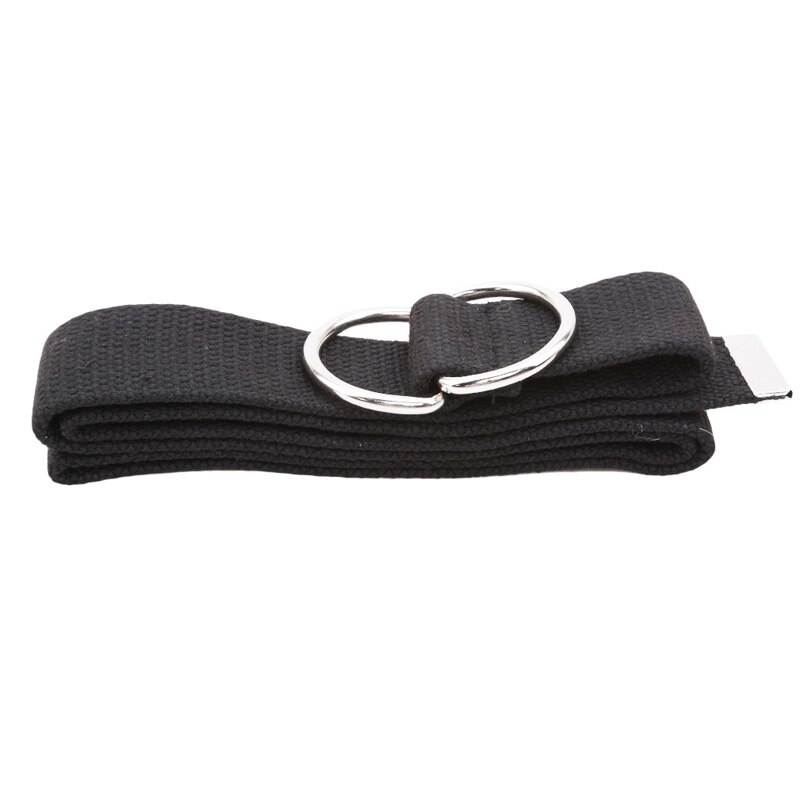 Casual unisex canvas stoffen riem riem d ring gesp band tailleband casual jeans riem 5 kleuren: Zwart