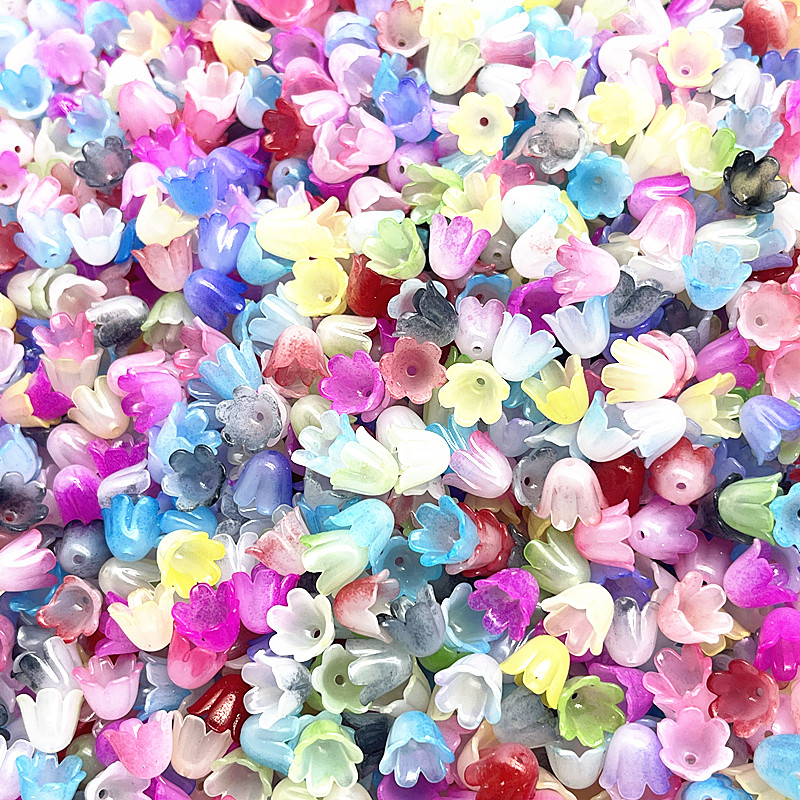 50pcs10x11mm acrílico Convallaria Majalis tapas de cuentas accesorios de joyería pulseras cuentas espaciadoras para fabricación de joyería accesorios DIY: Rosa