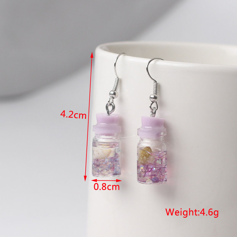 Pendientes colgantes de Color púrpura para mujer, colgantes de botella, pendientes colgantes en forma de C, pendientes de mariposa y flores, de al por mayor