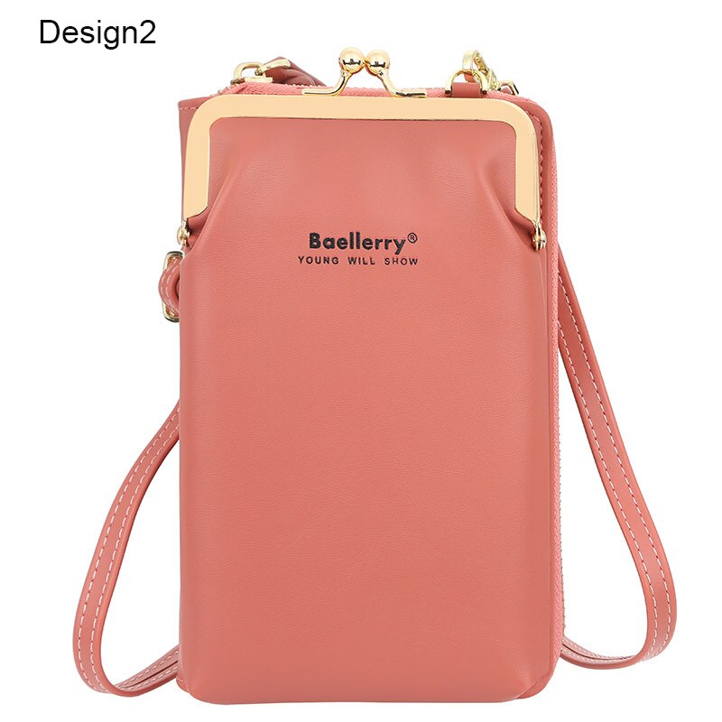 Colorful Small Cellphone Bag Female Daily Use Shoulder Bags Women Leather Mini Crossbody Messenger Bag Ladies Purse: Design2 Dk Pink