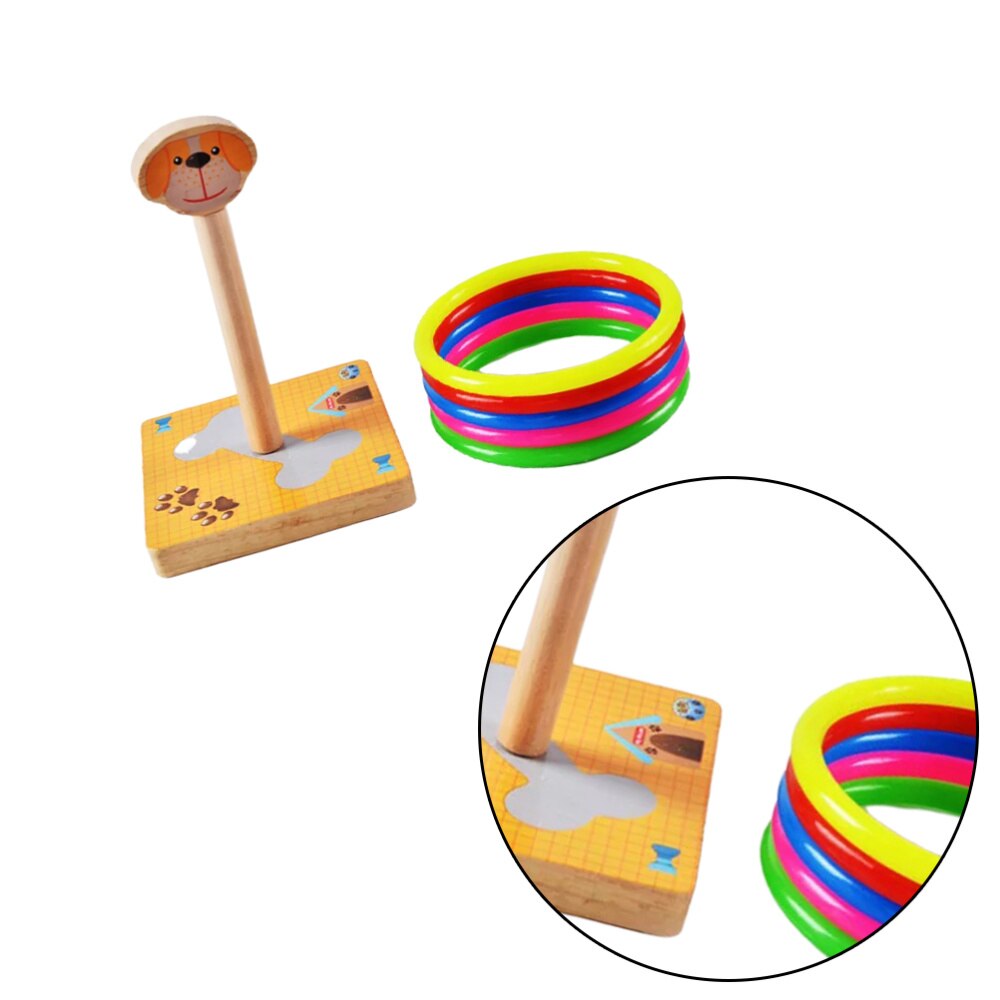 1 impostato di lancio in legno per bambini divertenti a forma di anello lanciare gioco giallo (stile canna): giallo