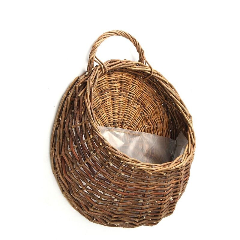 Kunstige blomster veggmontert kurv vegghengende plante potter flettet veggkurv hengende planter til hage bryllup vegg hjem