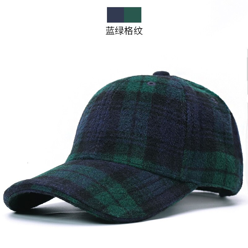 Women and Men Winter Outdoors Warm Felt Peaked Caps Dad Casual Thick Casquette Adult Plaid Wool Baseball Hats 55-62cm