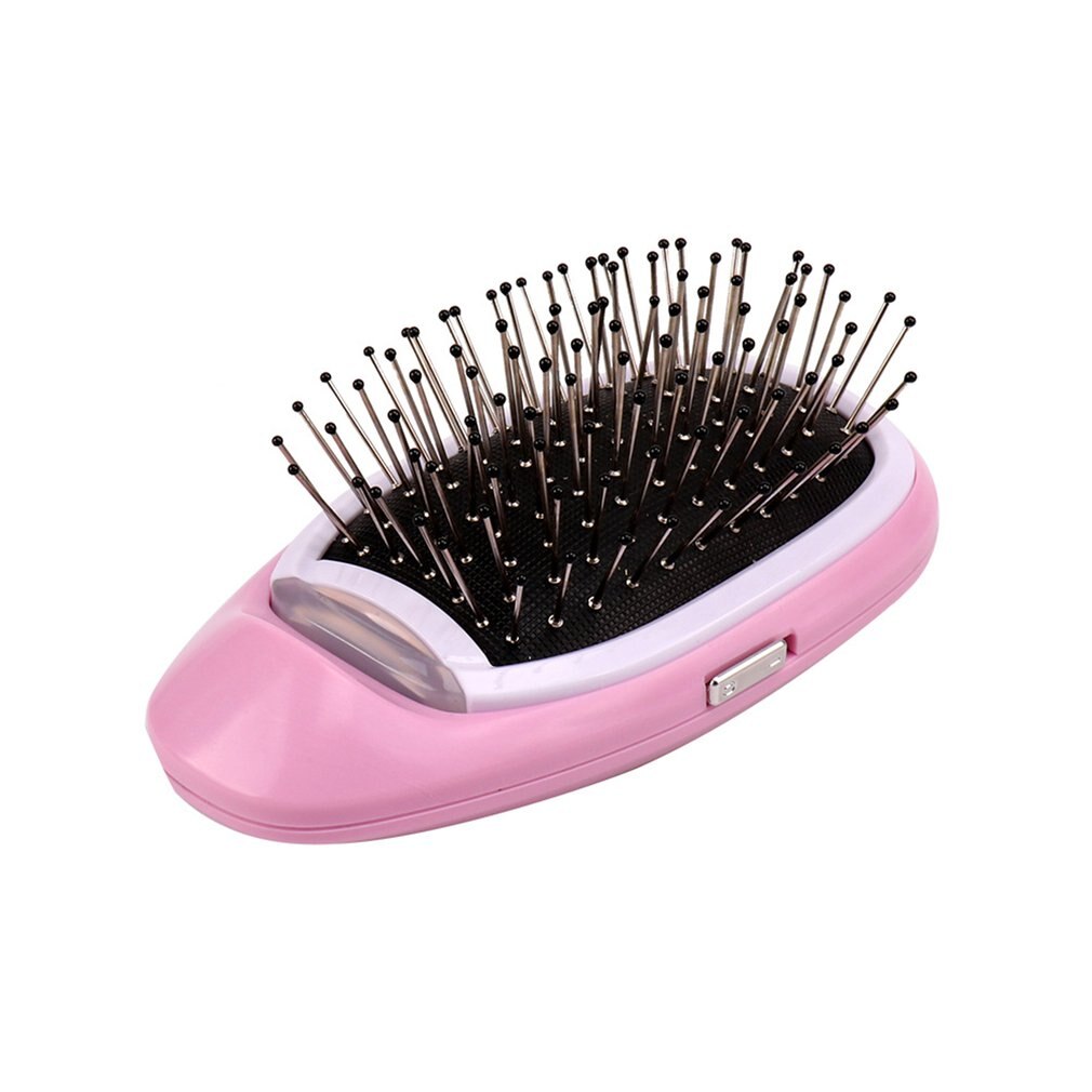 Peine alisador de cabello de iones negativos portátil, antiestático, cepillo eléctrico iónico, peine de peluquería: Rosa
