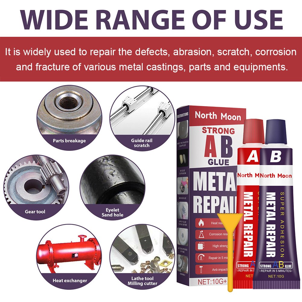 20g AB Metal Epoxy Adhesive Instant Repair Strong Paste Casting Glue Agent Industrial Heat Resistance Cold Weld Glue Gel